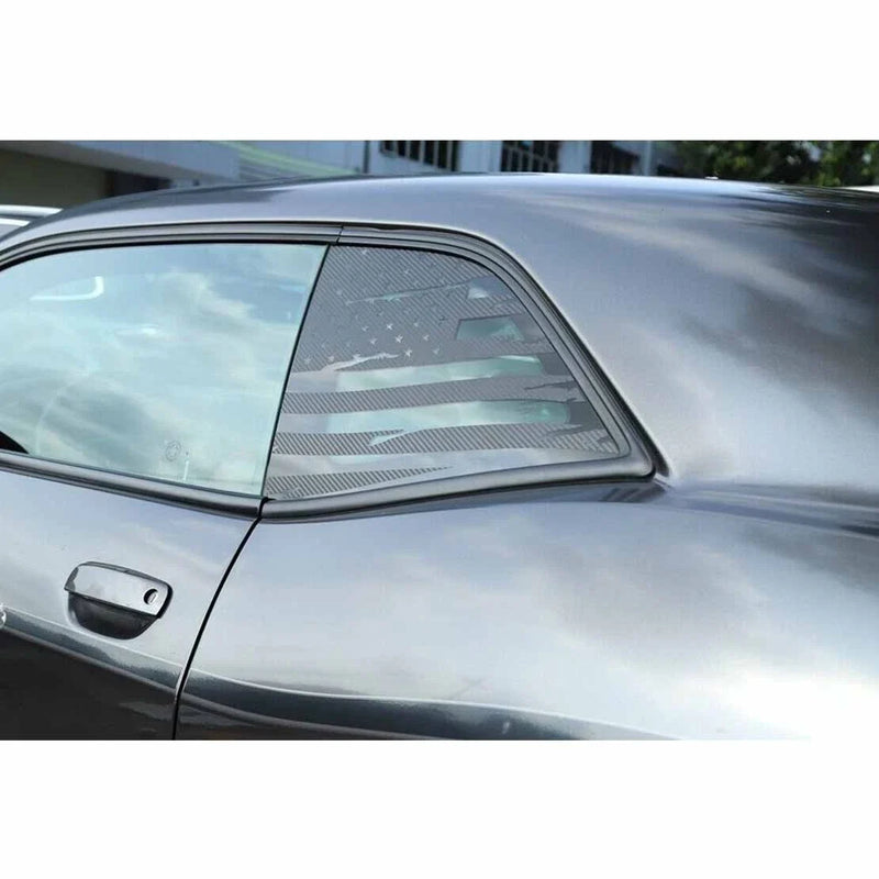 Dodge Challenger 2 x Carbon Fiber Style Rear Window Flags Stickers