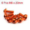 Motorcycle 6 x M6 x 20mm Orange Hexagon License Plates Fairing Bolts Screws