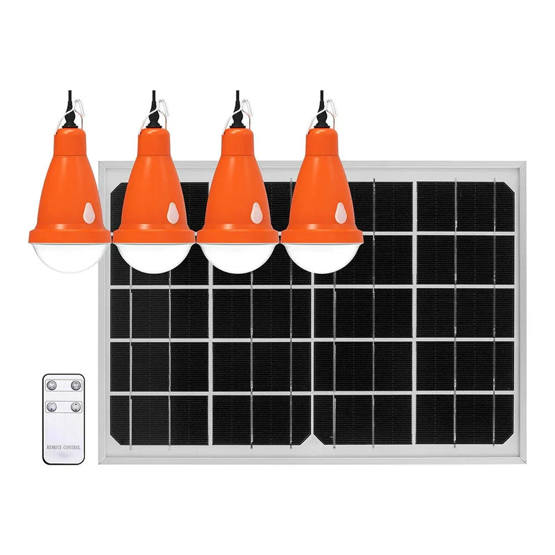 Outdoor Camping Tent Solar Remote Light Panel 4 x LED Bulbs