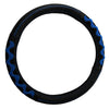 All Cars 38CM Blue Black Leather Steering Wheel Cover
