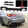 BMW 3 Series G20 Rear Bumper Diffuser Lip w/LED Light Gloss Black (2019+)