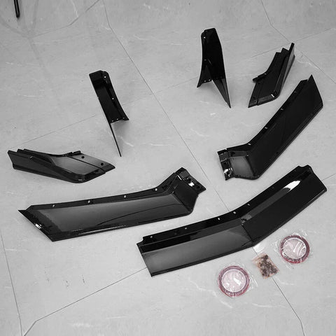 Corvette C8 7 x PCS Front Bumper Lip Spoiler Body Kit Gloss Black (2020-2024)