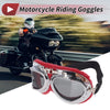 1 Pc Motorcycle Riding Goggles Deep Gray Lens Red Silver Frame PU Sponge