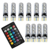 Car Parking Light 10x T10 194 168 RGB LED Bulbs with RF Remote