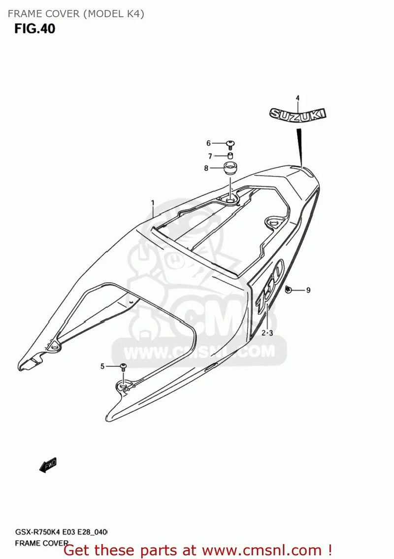 Suzuki GSX-R600 750 K4 K5 GSX-R1000 K3 2 x Rear Fairing Bolts Shoulder (2003–2005)