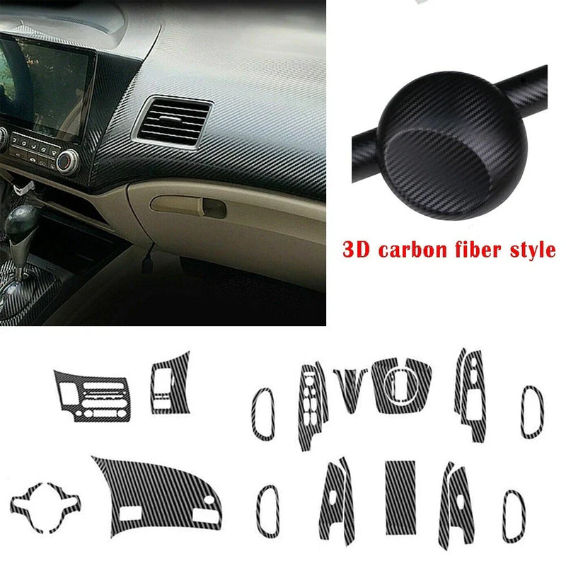 Civic 3D Carbon Fiber Pattern Car Interior Decals Trim (2006–2011)