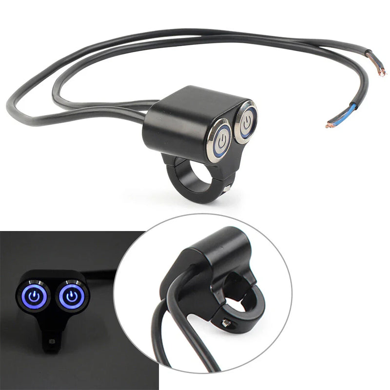 Motorcycle LED Motor Switch ON/OFF Headlight Fog Light Handlebar 22mm 7/8"