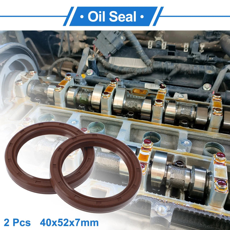 Oil Seal Rotary Shaft Seal FKM Rubber 40x52x7mm Brown 2 x Pcs