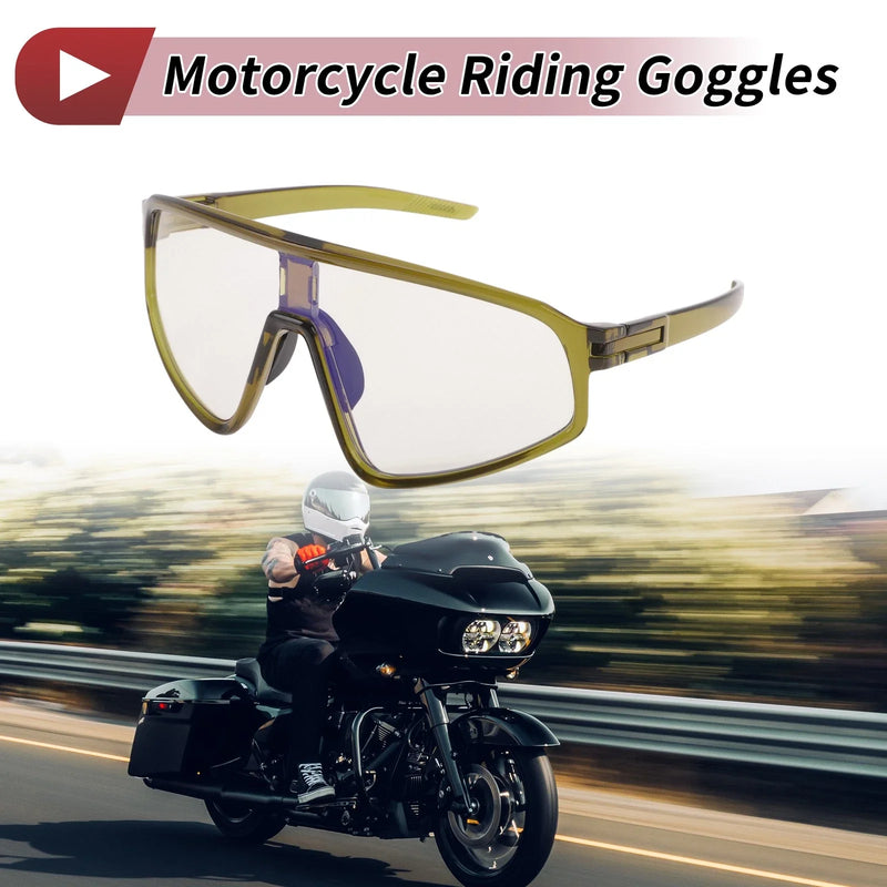 Make Model 1 Pc Motorcycle Riding Goggles Light Gray Lens Yellow Green Frame