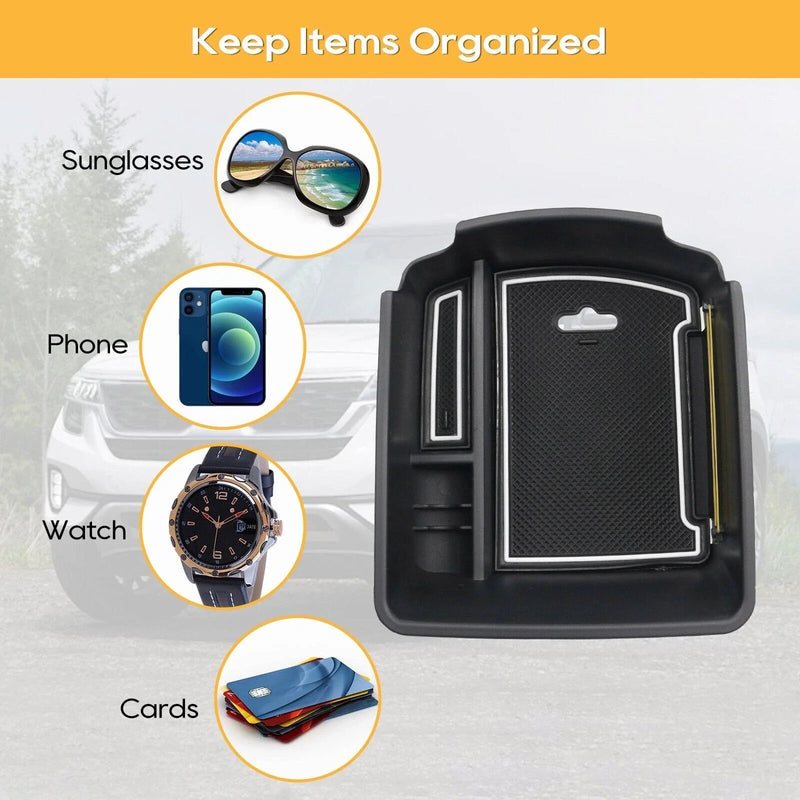 Kia Seltos Center Console Armrest Storage Box Organizer Tray (2021–2023)