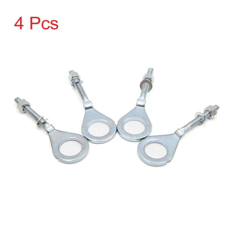 Universal 4 x 18mm Dia Hole Silver Tone Chain Axle Adjuster Tensioner