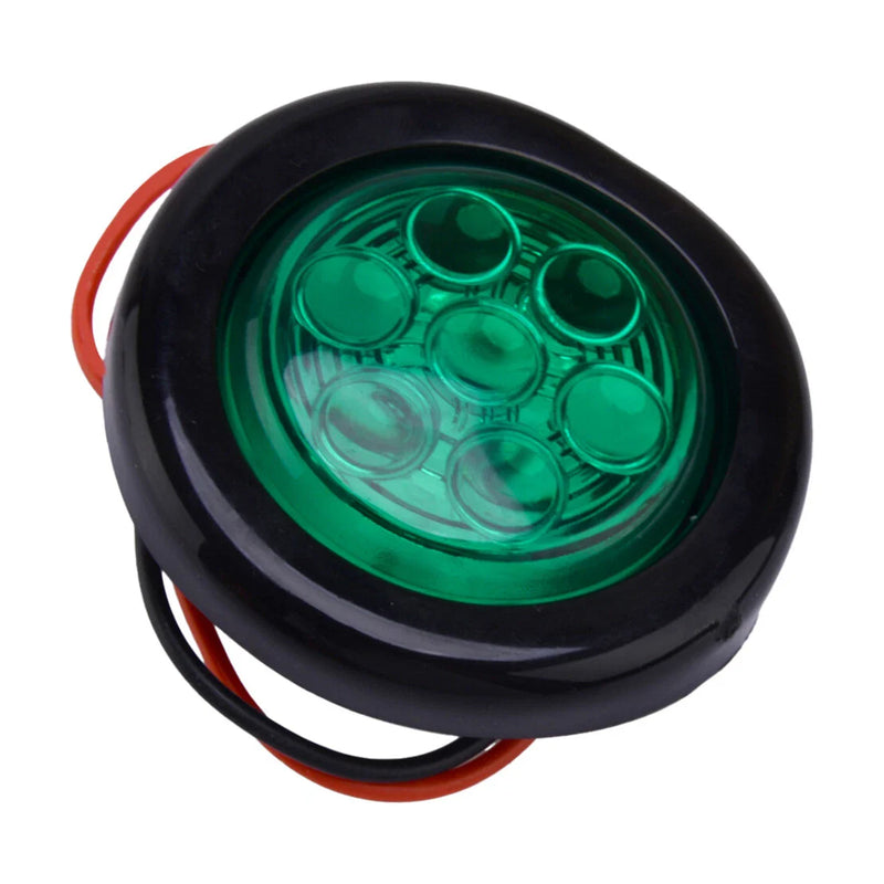 Truck Trailer 12V 2" Green LED Round Clearance Side Marker Lights