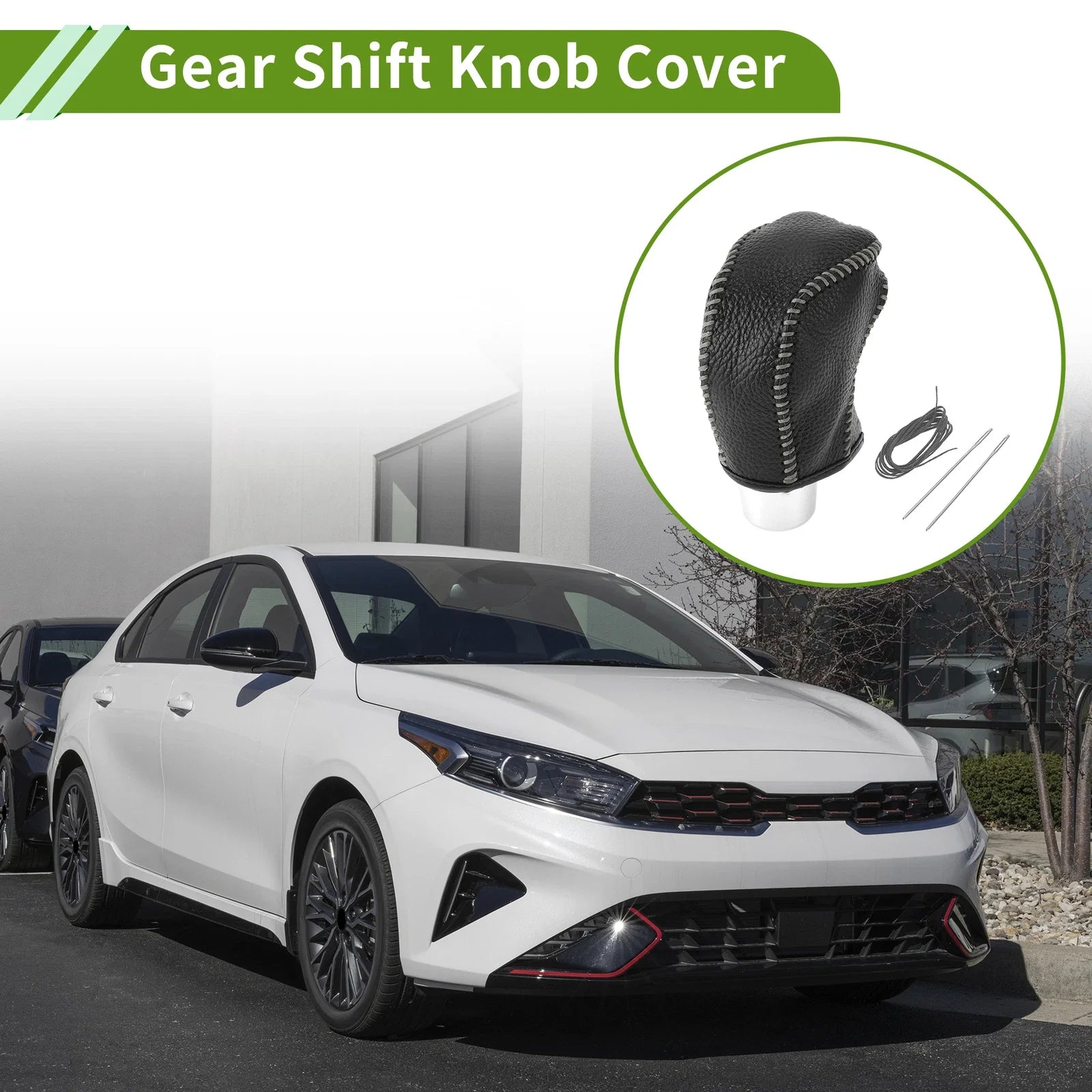 Car Gear Shift Knob Cover for Toyota Tacoma (2016-2022) Pebbled Black Grey