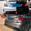 Benz W205 C63 C43 B Style LED Bumper Diffuser + Carbon Exhaust Tips (2015-2021)