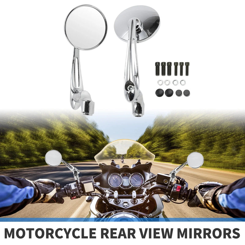 Make Model M8/M10 1 Set Motorcycle Rear View Mirrors Chrome Silver Tone