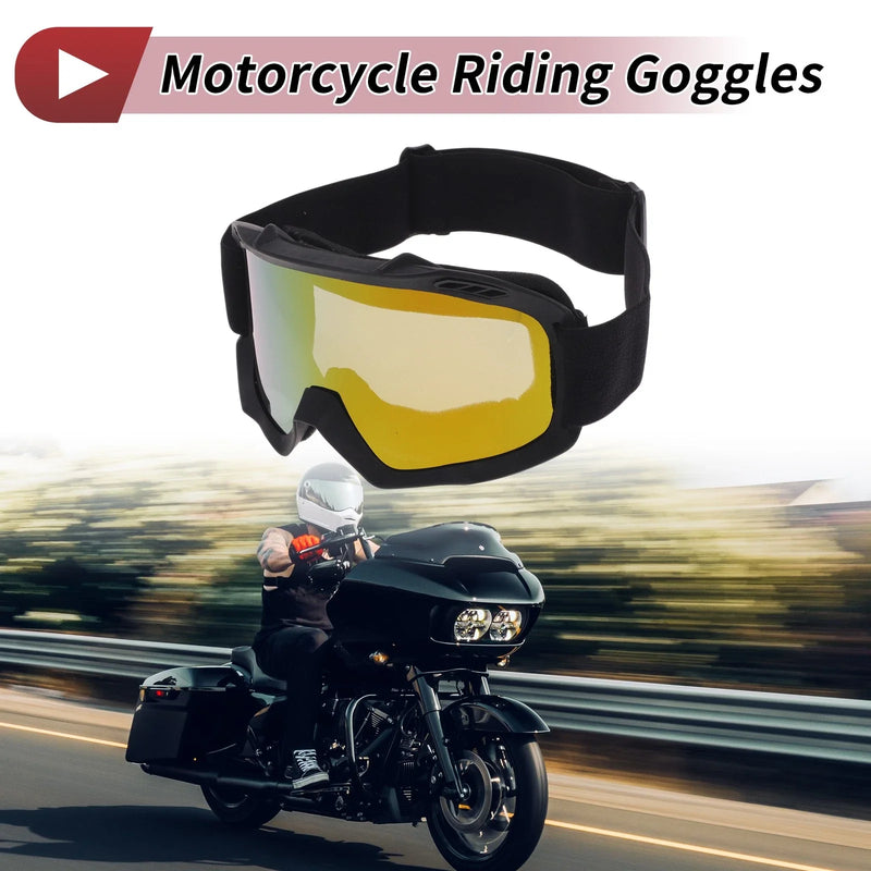 1Pc Motorcycle Riding Goggles Yellow Lens Black Frame PC TPU Cycling Sunglasses