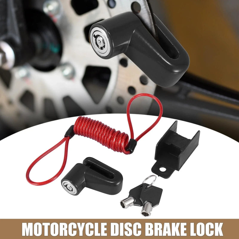 Universal Motorcycle – Black Disc Brake Lock with Red Rope