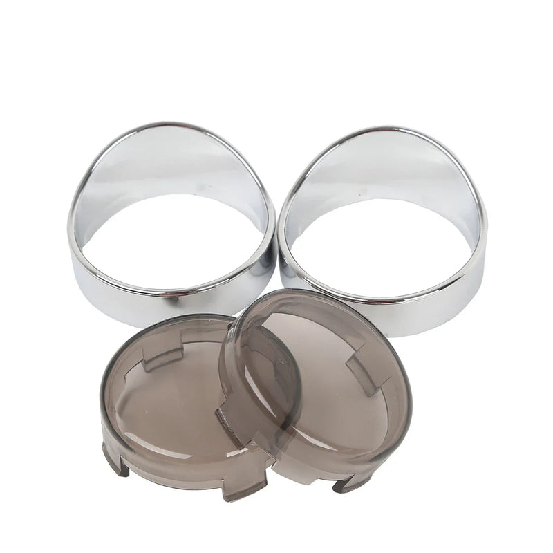 Harley Touring Dyna Smoke Lens Turn Signal Light Trim Ring Visors Bezels