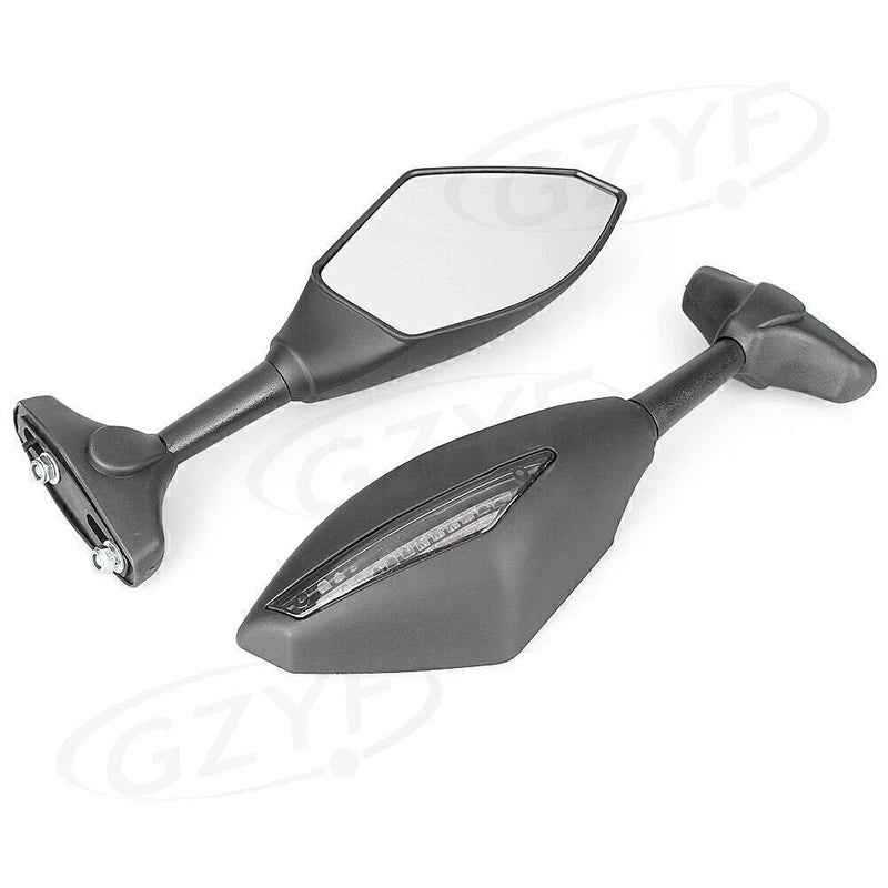 Kawasaki Suzuki Yamaha Universal Rearview Mirrors w/ Amber Lights