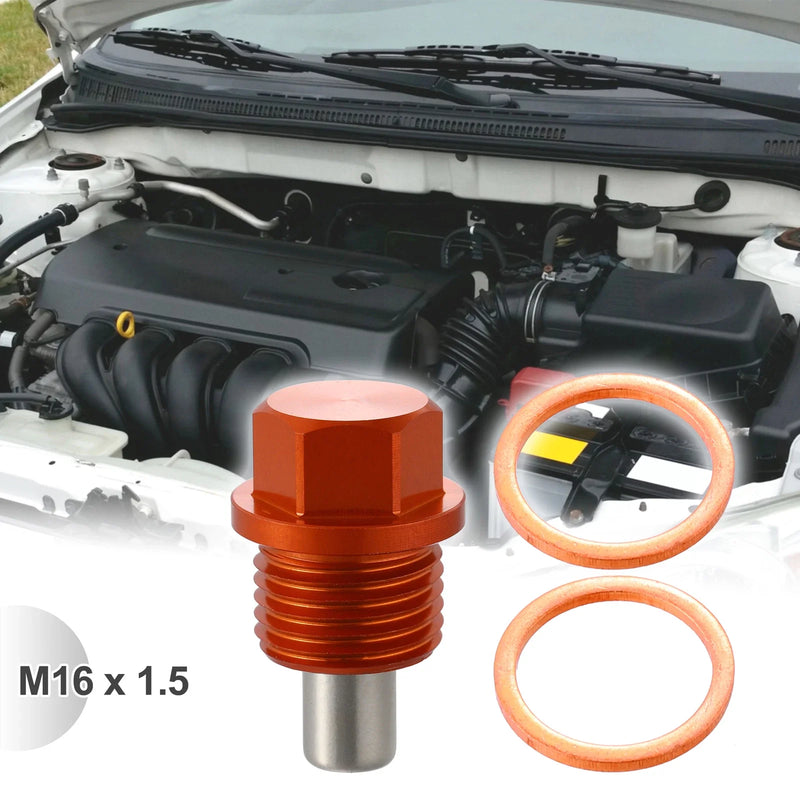 Car Sump Cap Aluminium with Gaskets M16 x 1.5 Magnetic Oil Drain Plug