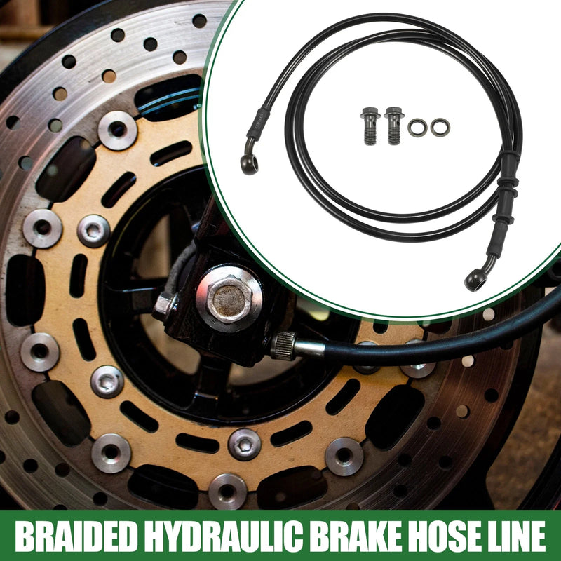 Motorcycle 150cm Braided Hydraulic Brake Line Oil Hose Black Army Green
