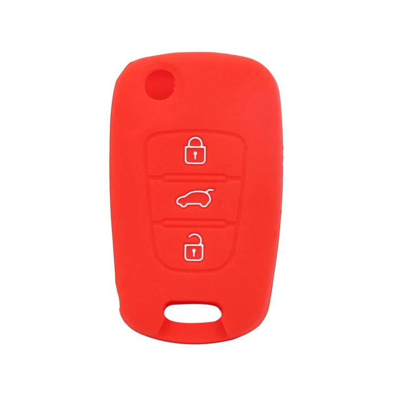 Hyundai I30 Red Silicone 3 x Button Car Remote Key Cover (2010-2016)