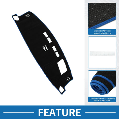 Chevrolet Suburban GMC Black / Blue Dashboard Dash Cover Mat (2021-2023)