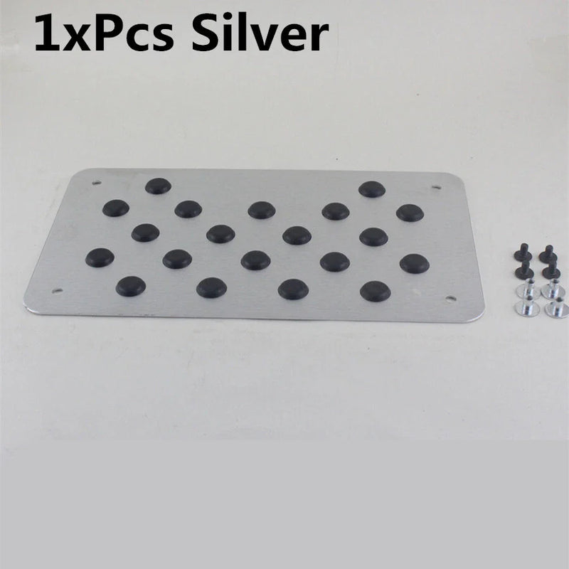 Aluminum Car Floor Carpet Mat Patch Heel Scuff Plate Pedal Pad 28x16cm