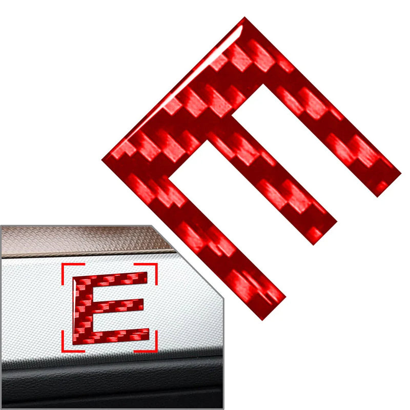 Car Badge Emblem Red Carbon Letter E Decal Stickers