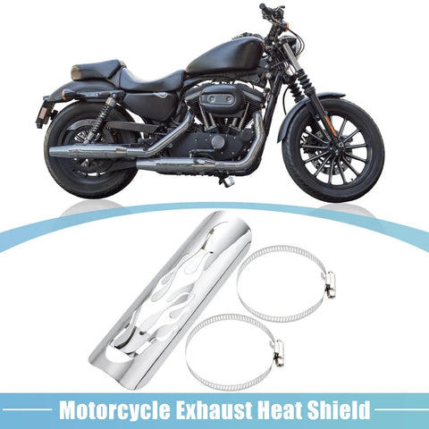Harley-Davidson Silver Tone Exhaust Pipe Heat Shield 90-110mm Clamps