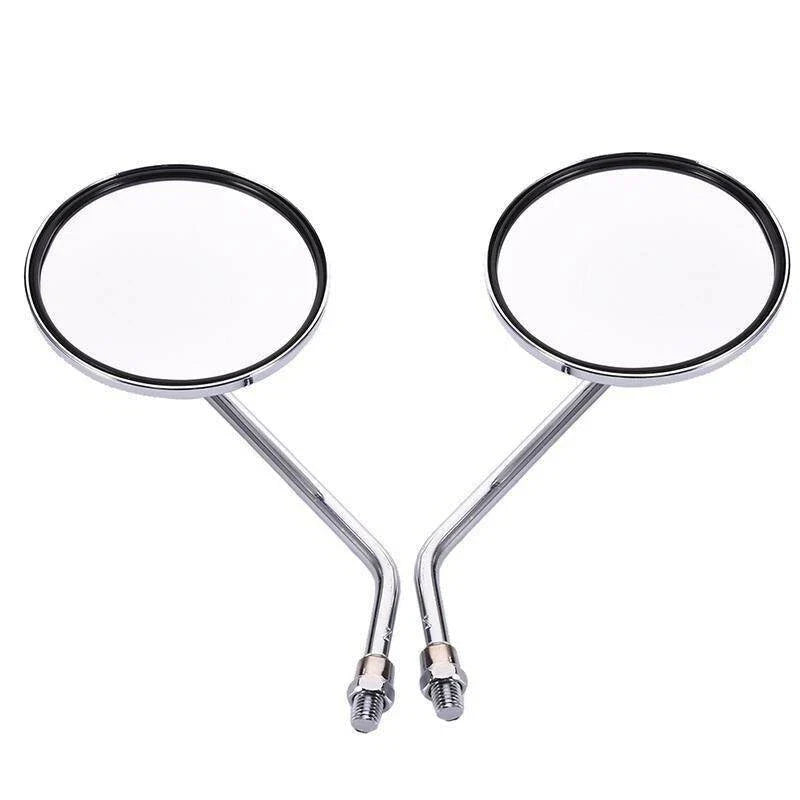 Quad Bike Motorcycle ATV Go Kart Buggy 10mm Silver Round Mirror Pair (2)