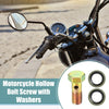 Motorcycle 2 x M8x1.25 23mm Length 3 Hole Hollow Bolt Screw with Washer