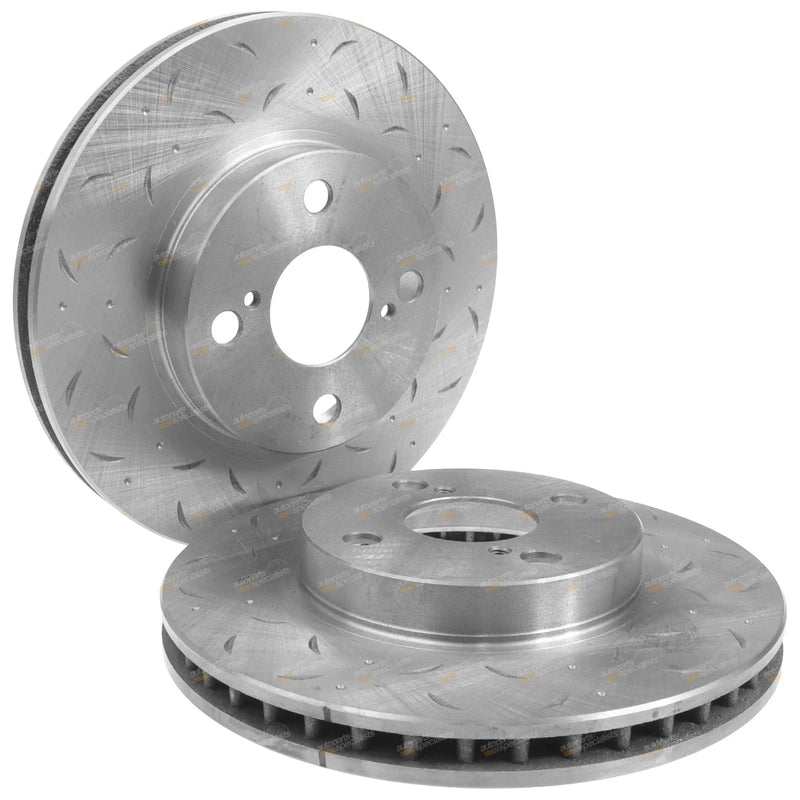 Corolla ZZE122 Front Slotted Dimple Drilled Disc Rotors (2001–2007)
