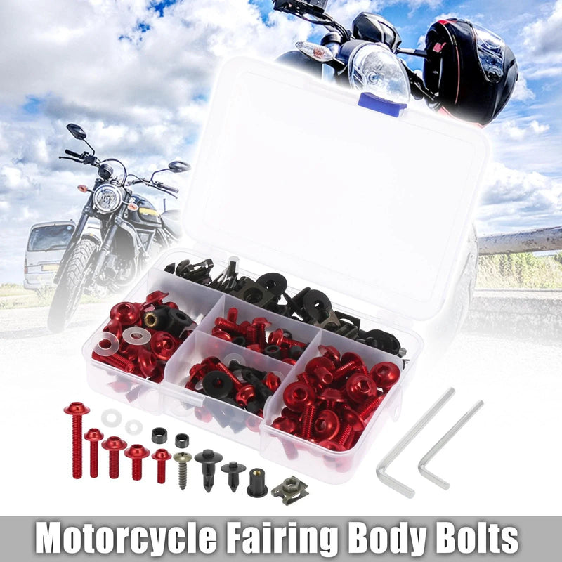 Kawasaki Yamaha 195pcs Motorcycle Fairing Bolts Fastener Red