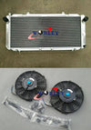 Toyota MR2 SW20 3SGTE Aluminum Radiator + Fans + Blue Hoses (1990-1997)