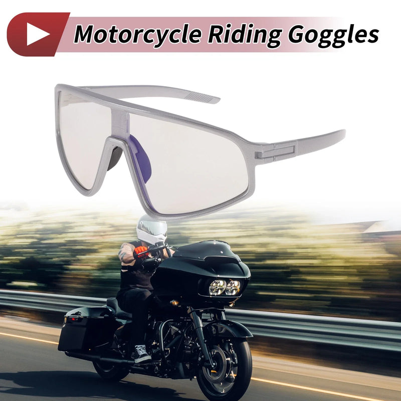 Motorcycle Motorcycle Riding Goggles Light Gray Lens Silver Tone Frame
