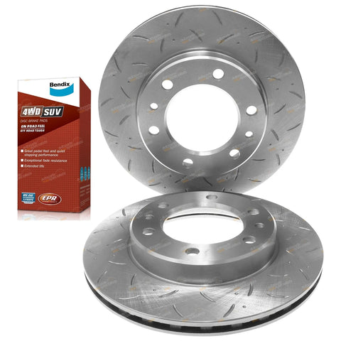 Toyota Hilux 2 x Drilled Slotted Front Disc Brake Rotors (1989–1999)