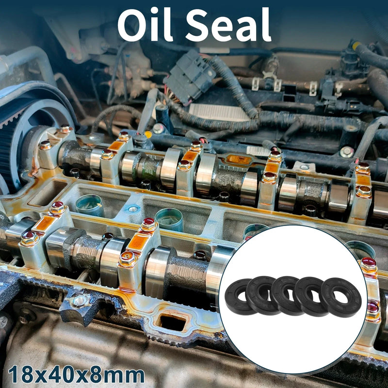 Oil Seal Rotary Shaft Seal NBR Rubber 18x40x8mm Black 5Pcs