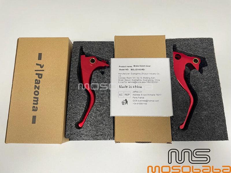 Harley Sportster 3 Finger 5.3'' Handle Grips Brake Clutch Levers Red (2010-2023)