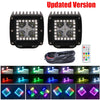 Car 3" Spot Cube Pods LED Work Lights w/Chasing RGB Angel Eyes