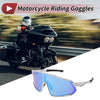 Motorcycle Riding Goggles Blue Lens White Black Frame Tri-Acetyl Cellulos