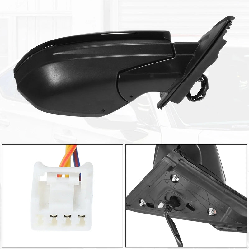Honda Civic 3 Pin Right Side Exterior Door Mirror Assembly Black (2016-2021)