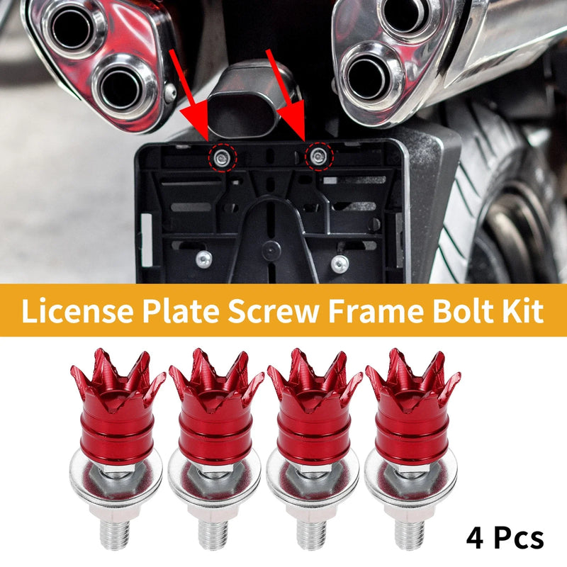 Universal Motorcycle M6 / 40mm / License Plate Screws Cover Red Aluminum Alloy 4 Pcs