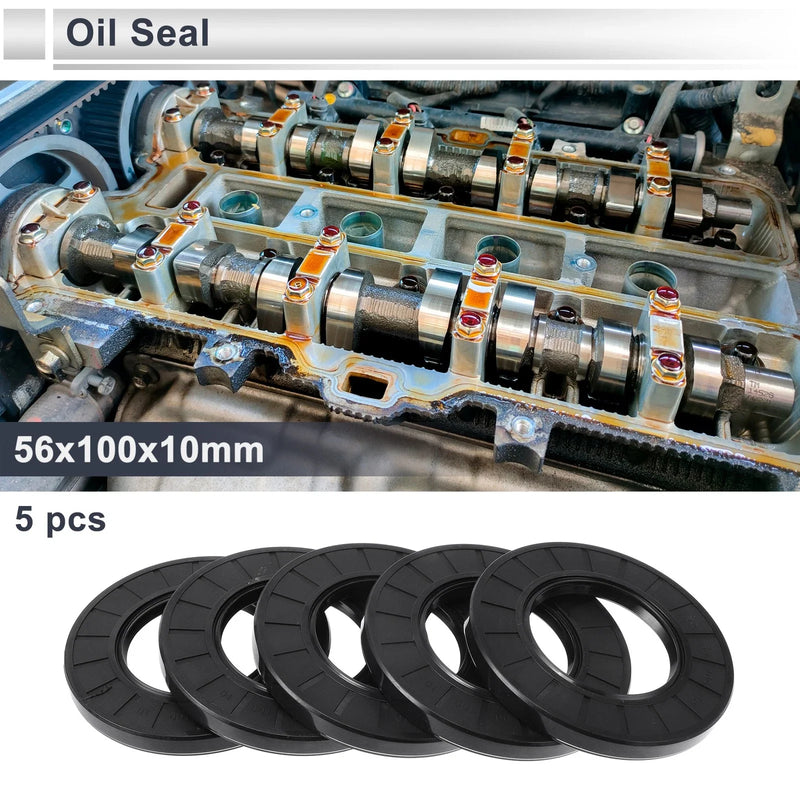 Make Model Oil Seal 56x100x10mm Black 5 Pcs Nitrile Rubber Seal Ring