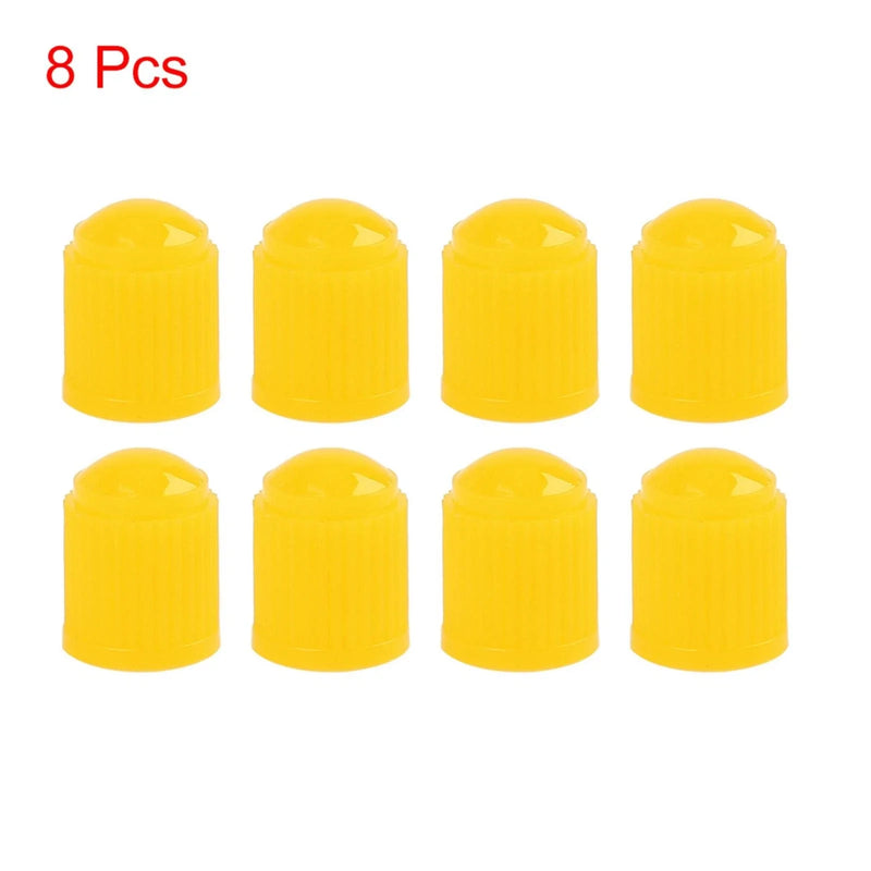 Motorcycle Bike Car 8pcs Yellow Plastic Tire Valve Stem Cap Cover
