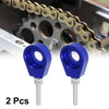 Motorcycle 2pcs / 12mm Dia / Hole Blue Silver Tone Chain Axle Tensioner