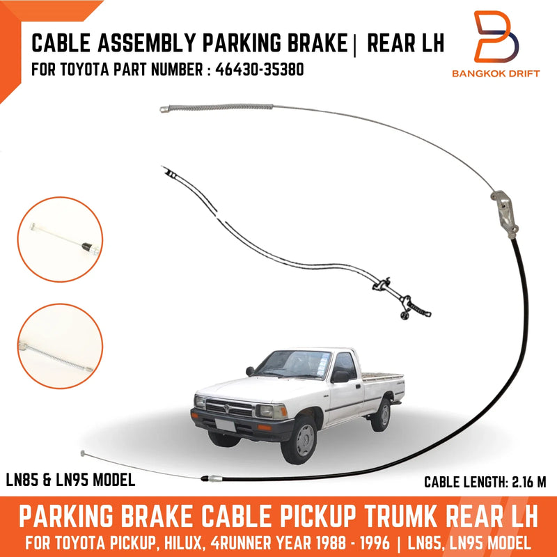 Toyota Hilux LN85 LN90 Rear Left Parking Brake Cable (88-96)