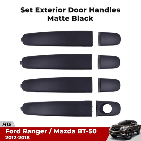 Outer Door Handle Matte Black Set 4 Fits Ford Ranger Mazda BT-50 Pro 2012-18 D06