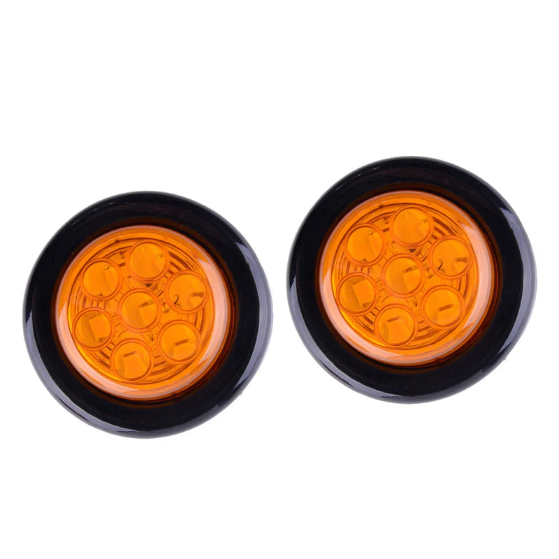 Car Truck 2" 12V LED Amber Round Side Marker Lights