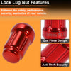 Honda, Toyota M12x1.5 Tire Wheel Locking Nut Set with Socket Key (2010-2023)